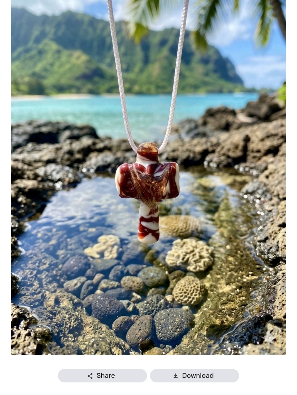 Handcrafted Murano Glass Red & White Cross Pendant Necklace For Woman Or Man